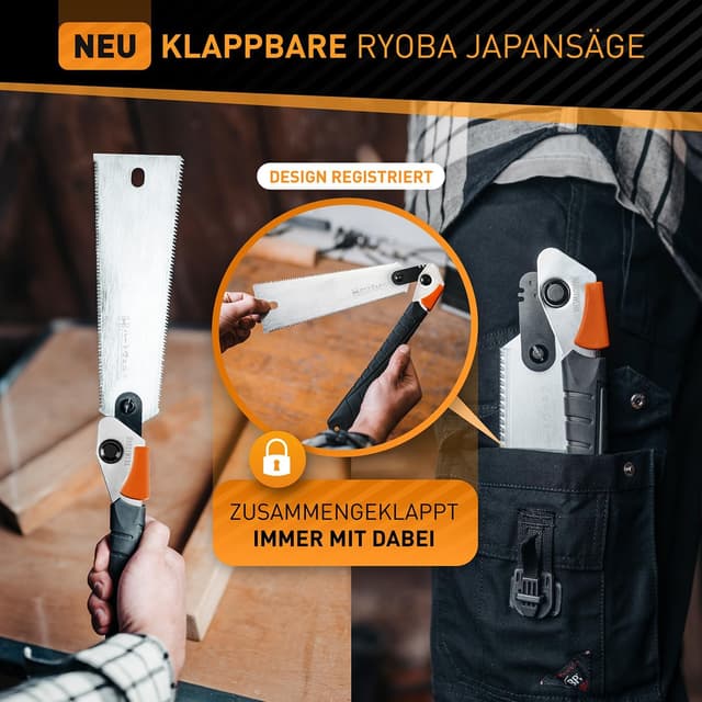 Thumbnail 1 de HARDTWERK Japansäge Hanzo klappbar (RYOBA, doppelseitig) 240 mm aus SK4 Karbonstahl