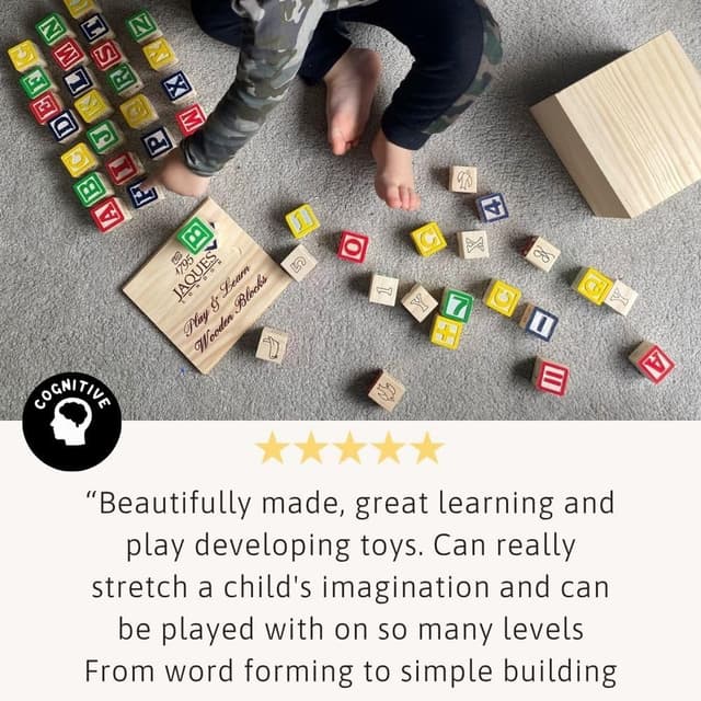 Detalle 2 de Jaques of London Wooden Alphabet & Number Blocks (Montessori) in Wooden Storage Box