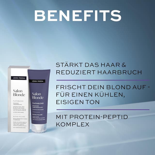 Detalle 2 de John Frieda Salon Blonde – Biondo platino, finitura colorante nutriente da 120 ml