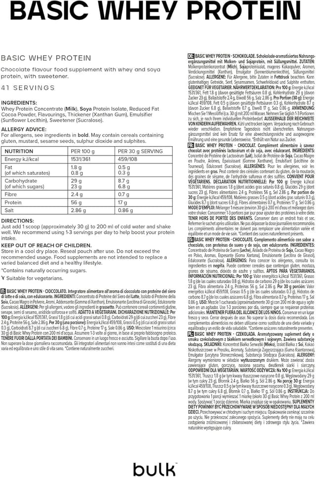 Thumbnail 2 de Bulk Basic Proteína de Suero 1,25 kg — 18 g por ración 🥤