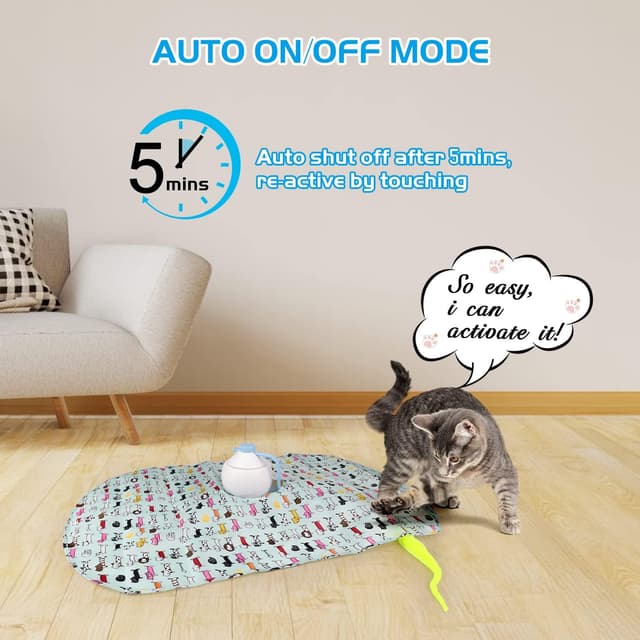 Detalle de Tyasoleil 3 in 1 Smart Interactive Cat Toys Motorised Wand Kit (Blue) for indoor cats