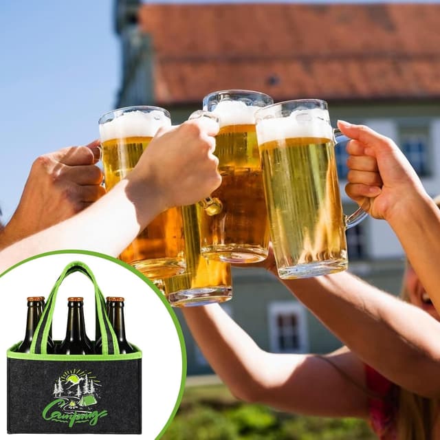 Detalle de KHstylehoo Lustige Camping-Geschenke für Männer: personalisierte Flaschentasche für 6 Bierflaschen