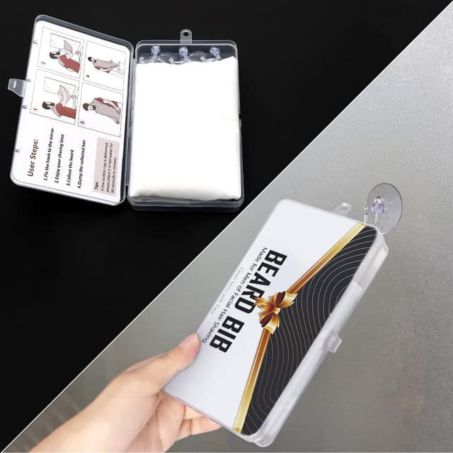 Detalle de Telo Barba da Specchio con grembiule impermeabile e antiaderente, con 2 ventose (bianco)