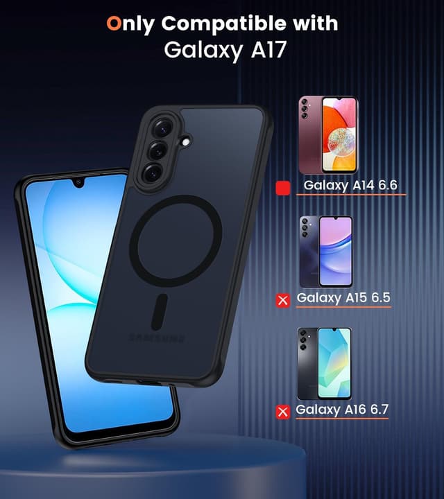 Detalle 2 de Yohii Cover magnetica con Mag-Safe per Samsung Galaxy A17 4G/5G e protezione fotocamera (con 2 vetri temperati), nero