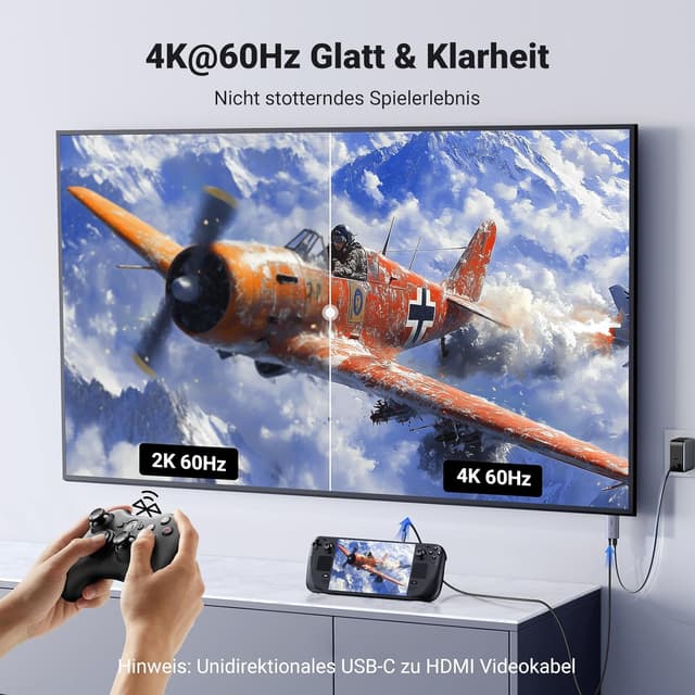 Detalle de UGREEN USB‑C auf HDMI Kabel (100 W PD) für 4K@60 Hz, 1080P bis 240 Hz – unidirektional
