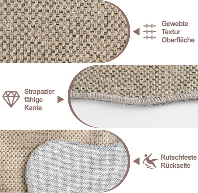 Detalle 2 de Teppich Läufer 80x150 cm mit Jute-Optik