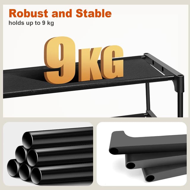 Detalle de LINKINNO scarpiera a 3 ripiani impilabile in metallo, per 9 paia di scarpe (70 x 30 x 45 cm) color nero