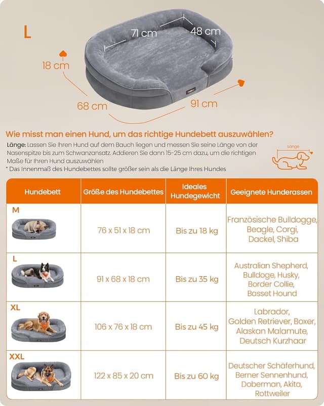 Detalle 2 de Feandrea Hundebett orthopädisch 91 x 68 cm