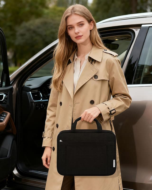 Detalle de BAGLHER Travel Toiletry Bag for Women (Large Black) with Hanging Hook and Organiser Compartments