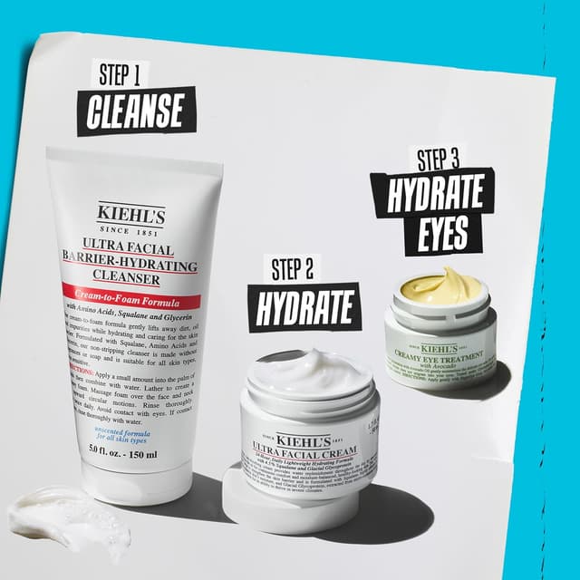 Detalle 2 de Kiehl’s Ultra Facial Barrière-Hydrating Cleanser – nettoyant visage crème-mousse hydratant pour peaux sèches et sensibles, 150 ml