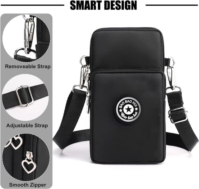 Detalle de DuoLmi kleine Umhängetasche für Damen (Nylon) – Crossbody Handytasche 20 × 10 × 5 cm