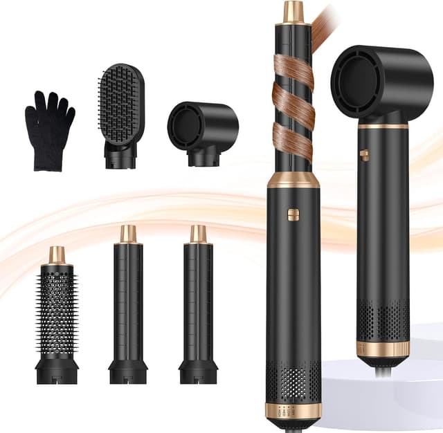Detalle de UKLISS Pro Airstyler 5 in 1 spazzola asciugacapelli 1000 W (Oro Nero)