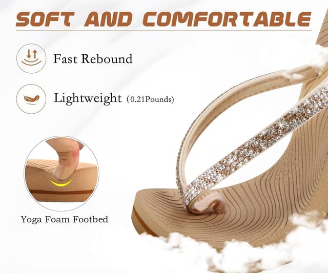 Thumbnail 4 de KuaiLu Women's Rhinestone Flip Flops 1️⃣0️⃣📿 👡