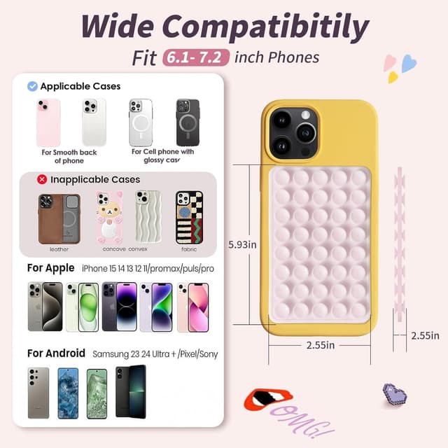 Thumbnail 4 de (2 Pack) Silicone Suction Cup Phone Mount 6.1–7.2 in