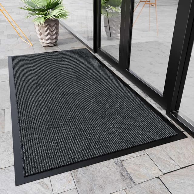 Detalle 2 de HOMEK Paillasson d’extérieur pour entrée 60 x 180 cm – grand tapis gris foncé résistant à la pluie