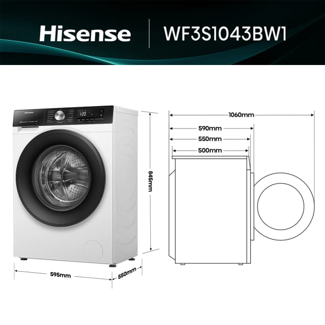 Detalle 2 de Hisense WF3S1043BW1 Lavadora 10,5 kg, 1.400 rpm