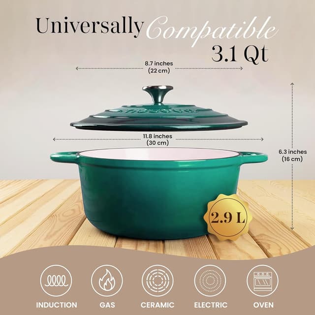Detalle 2 de Dutch oven 3.1 quart, 22cm, dark green