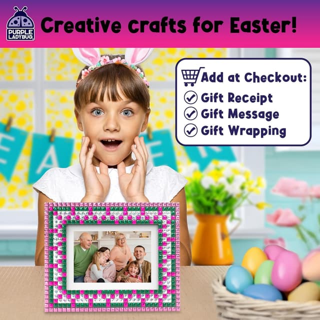 Thumbnail 1 de Purple Ladybug Kids Picture Frame Mosaic Kit