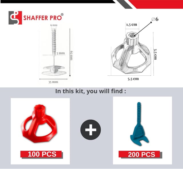 Detalle de Croisillons carrelage autonivelant SHAFFER PRO 2 mm | 200 clips + 100 cœurs réutilisables (3 à 22 mm)