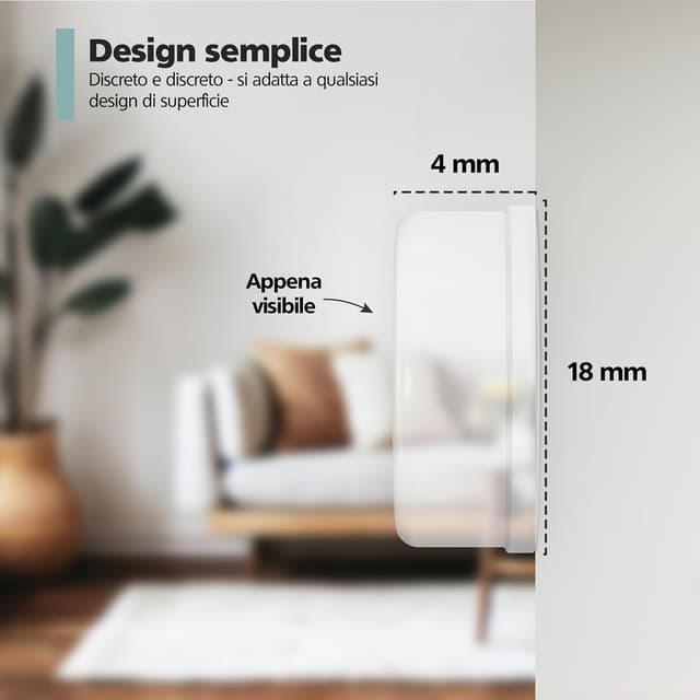 Detalle de virea Fermaporta e paracolpi autoadesivi trasparenti 18 x 4 mm (con gomma elastica) per porte, pareti e superfici lisce