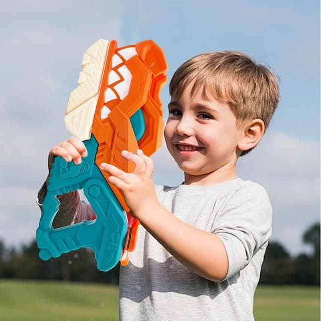 Detalle de Weirtoya 2er-Set Dino-Wasserpistolen (580 ml) – Dinosaurier Wasserspritzpistole für Kinder, 7–10 m