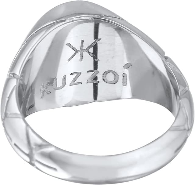 Detalle 2 de Kuzzoi anello da uomo in argento Sterling 925 ovale smaltato blu (larghezza 13 mm)