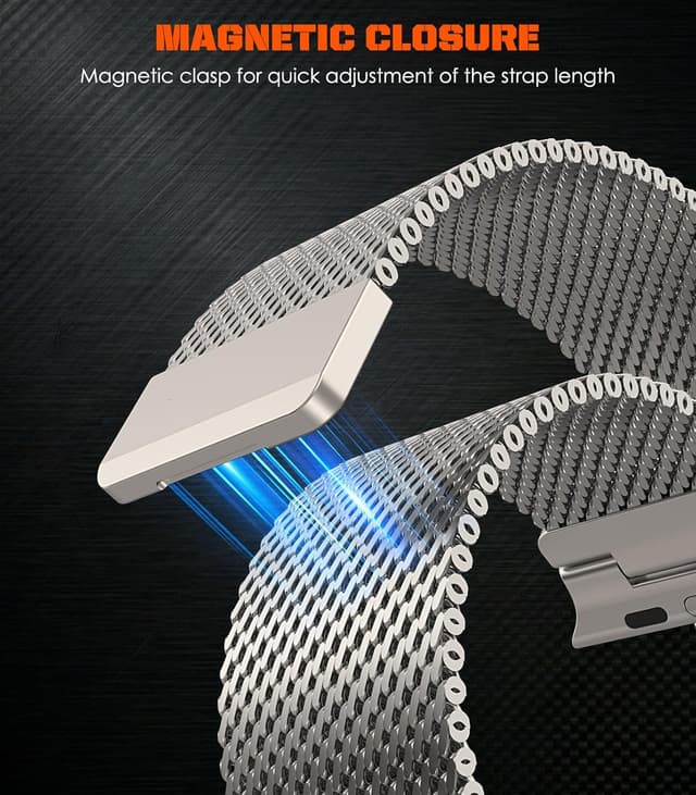 Detalle de Astorgos cinturino in metallo in acciaio inox con chiusura magnetica per Apple Watch 49/46/45/44/42 mm