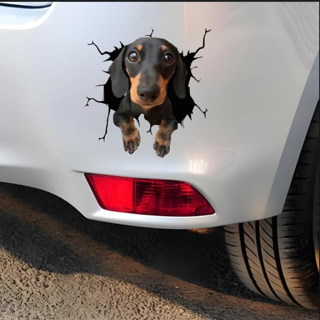 Thumbnail 5 de Dackel 3D Zerrissener Effekt Aufkleber 25 cm