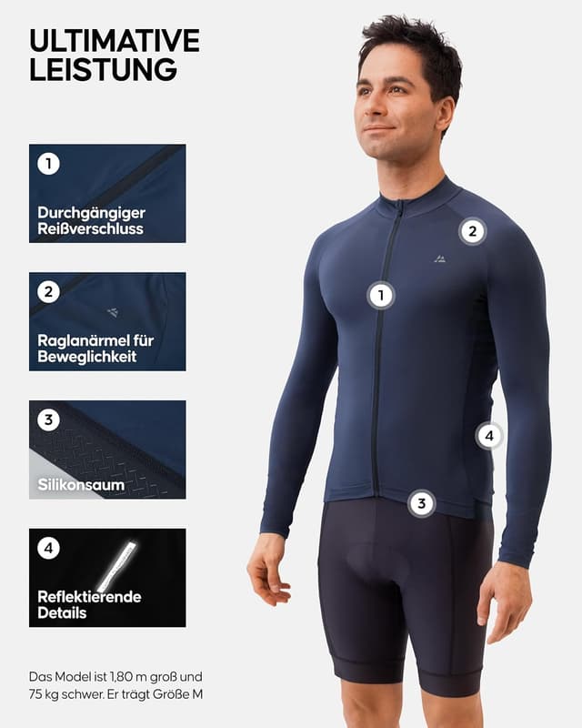 Detalle 2 de DANISH ENDURANCE Radtrikot Langarm mit 30 °C