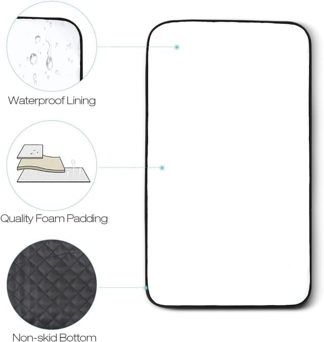 Detalle de Lekebaby Portable Folding Nappy Change Mat (Quilted Black) – Travel Changing Pad, 70 x 40 cm