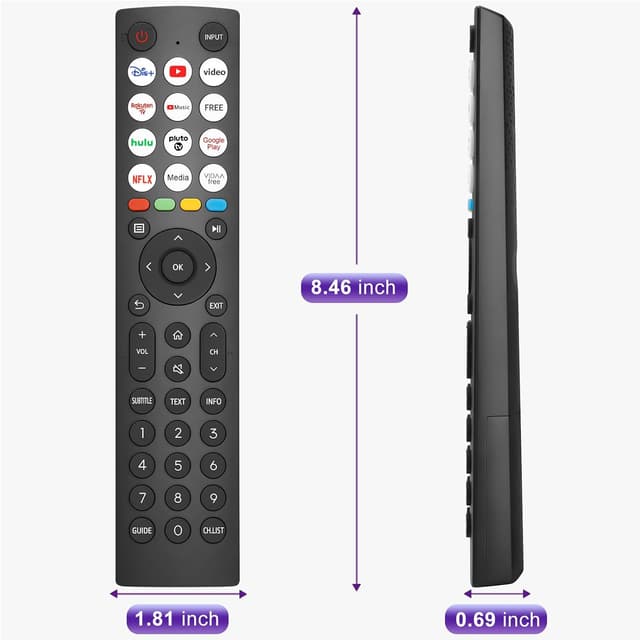 Detalle 2 de Universal TV remote for Hisense TVs (EN2Q36H replacement) – IR control, quick streaming shortcuts