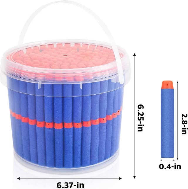 Detalle de Mlikero 300 Pfeile Darts für Nerf Gun Elite / N-Strike Blaster (Nachfüllpack) inkl. Aufbewahrungseimer, Blau