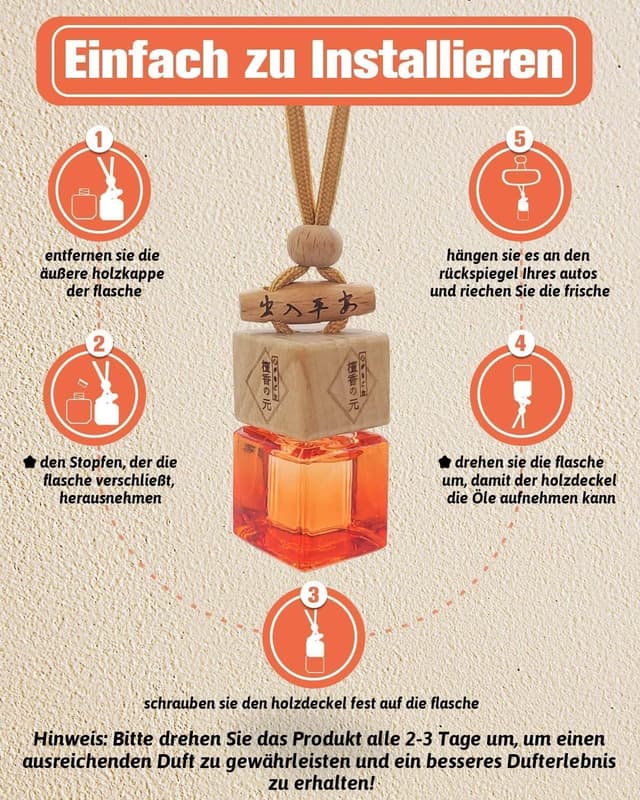 Detalle de Auto Duft Lufterfrischer als Duftbaum mit Aufhänger – Duftspender gegen Gerüche für den Innenraum