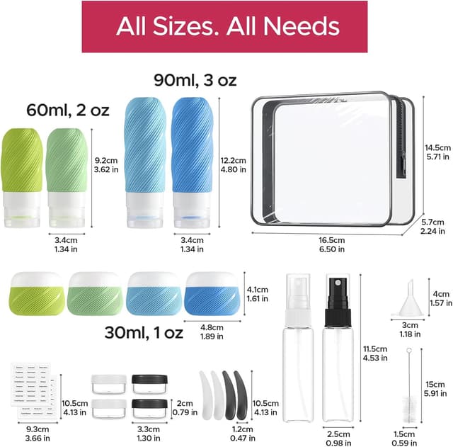 Thumbnail 1 de 23 Pack TSA Approved Travel Bottles, Leak‑Proof