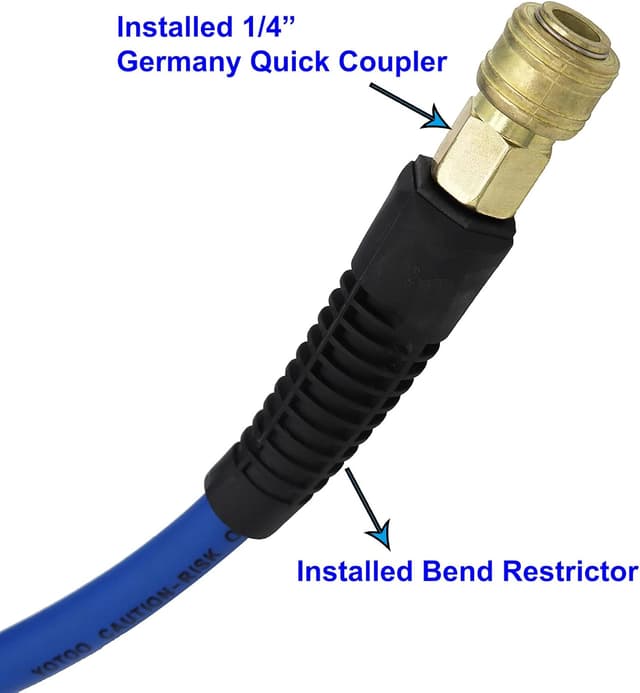 Detalle de YOTOO Druckluftschlauch Hybrid 10 m mit 1/4-Zoll Schnellkupplung und Biegebegrenzer