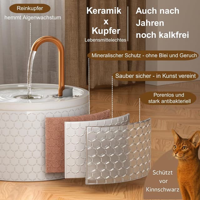 Detalle 2 de MISFANS Katzenbrunnen 2,1 L aus Keramik