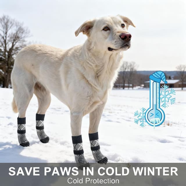 Detalle de BEAUTYZOO Hundesocken Anti Rutsch im 6er-Set (doppelseitig, mit Klettverschluss) – für Innenbereich, Pfotenschutz