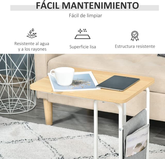 Thumbnail 5 de HOMCOM Mesa Auxiliar de Sofá en C 37x48x55,8 cm