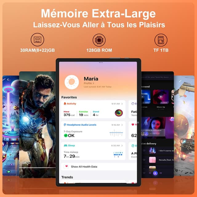 Thumbnail 6 de Dghrti 2026 Tablette Android 15 10" IPS (30 Go RAM/128 Go + 2 To) avec clavier et souris, noir