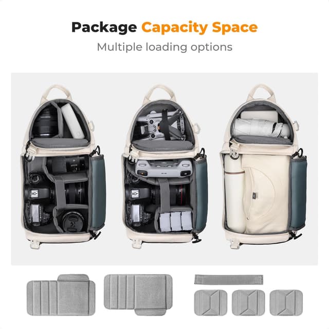 Detalle 2 de K&F CONCEPT Kamera-Umhängetasche wasserdicht mit seitlichem Zugriff – Fototasche für Reise & City