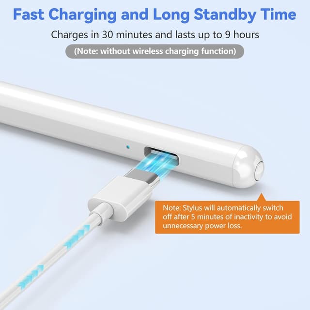 Detalle de Kissleaf Stylet Universel pour tablettes Android (pointe 1,5 mm) avec 5 astuces et charge Type-C