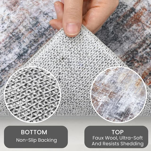 Detalle 2 de IOHOUZE Abstract Round Area Rug (6 ft x 6 ft) Washable Round Carpet with Non-Slip Backing