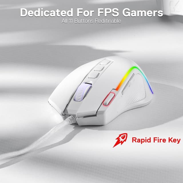 Detalle de Redragon M612 Predator RGB wired gaming mouse with 8000 DPI, 11 programmable buttons and Rapid Fire