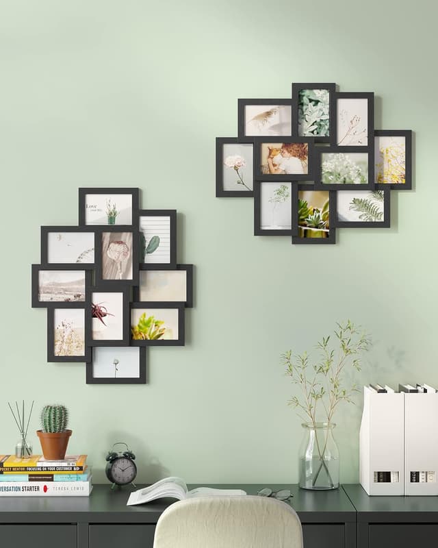 Detalle de SONGMICS Black Collage Photo Frame (family frame for 10 photos, 4x6 inch) – MDF board, assembly required