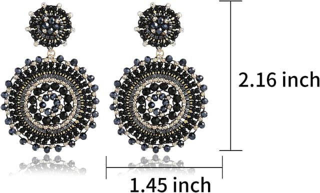 Detalle 2 de Damen-Perlenohrringe im Bohème-Stil mit Rocailles & Anhänger – baumelnde Sommer-/Strand-Statement-Ohrringe