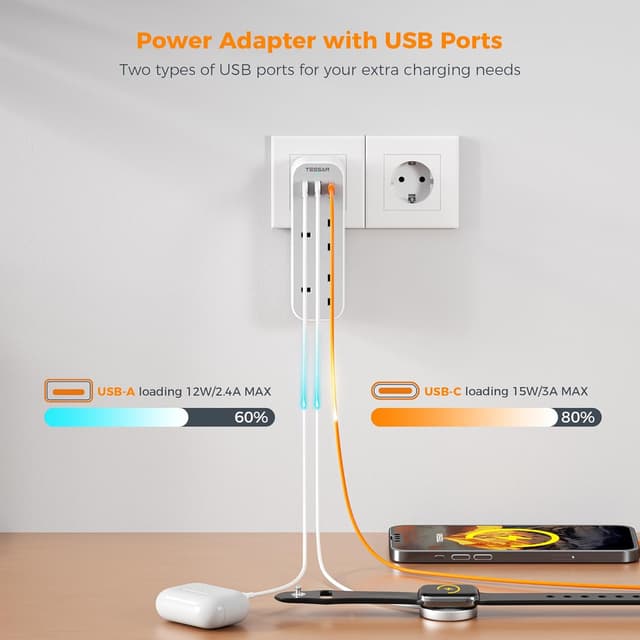 Thumbnail 3 de TESSAN UK to European Travel Plug Adapter