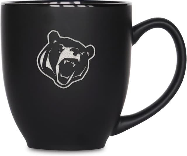Detalle de Rico Industries NCAA Standard 15oz Laser Engraved Matte Black Ceramic Bistro Mug