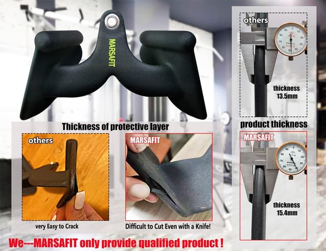 Detalle de MARSAFIT Kabelzug-Übungsstange (Lat Pulldown/Row) mit Griffen – für Bizeps, Trizeps & Rücken-Training bis 400 kg