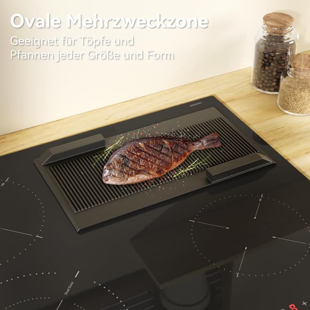 Detalle de Hermitlux Glaskeramikkochfeld mit 4 Platten, 9 Heizstufen und 7200 W