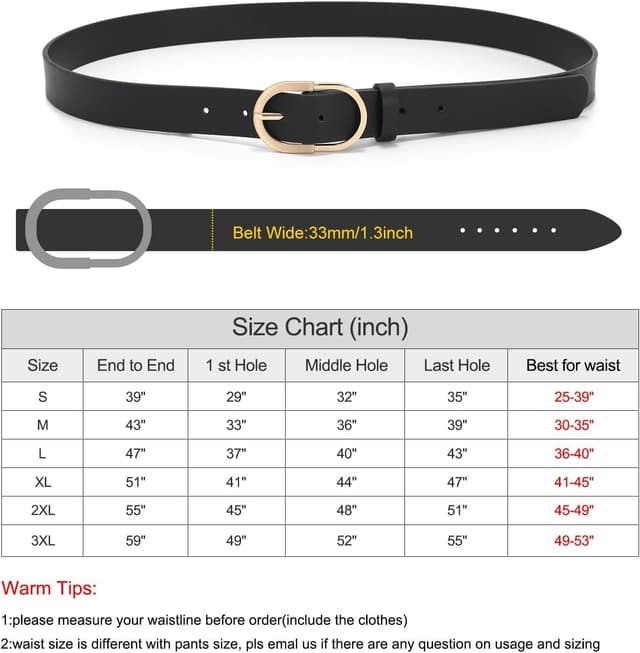 Thumbnail 5 de XZQTIVE 3 Pack Women's Leather Belt 1.3in